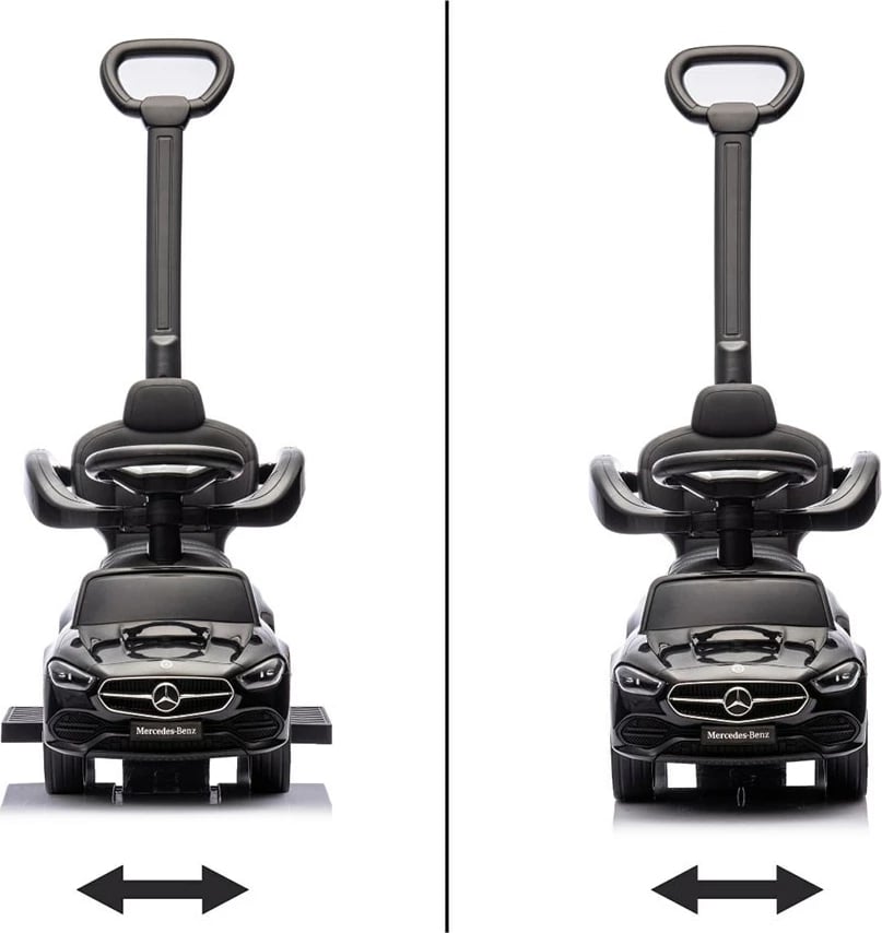 Makinë ride-on me dorezë udhëzuese, Milly Mally, Mercedes C-Class Deluxe, sedilje eko-lëkurë, goma gome, anti-tip, e zezë