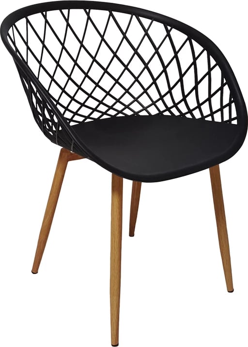 Tavolinë me karrige Ezra-Natali, ngjyrë natyrale e zezë, 80x80x76cm