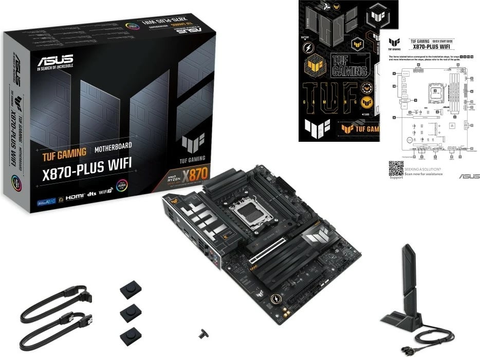 Pllakë amë Asus TUF GAMING X870-PLUS WIFI, Socket AM5, ATX, 4x DDR5, HDMI/USB-C, e zezë