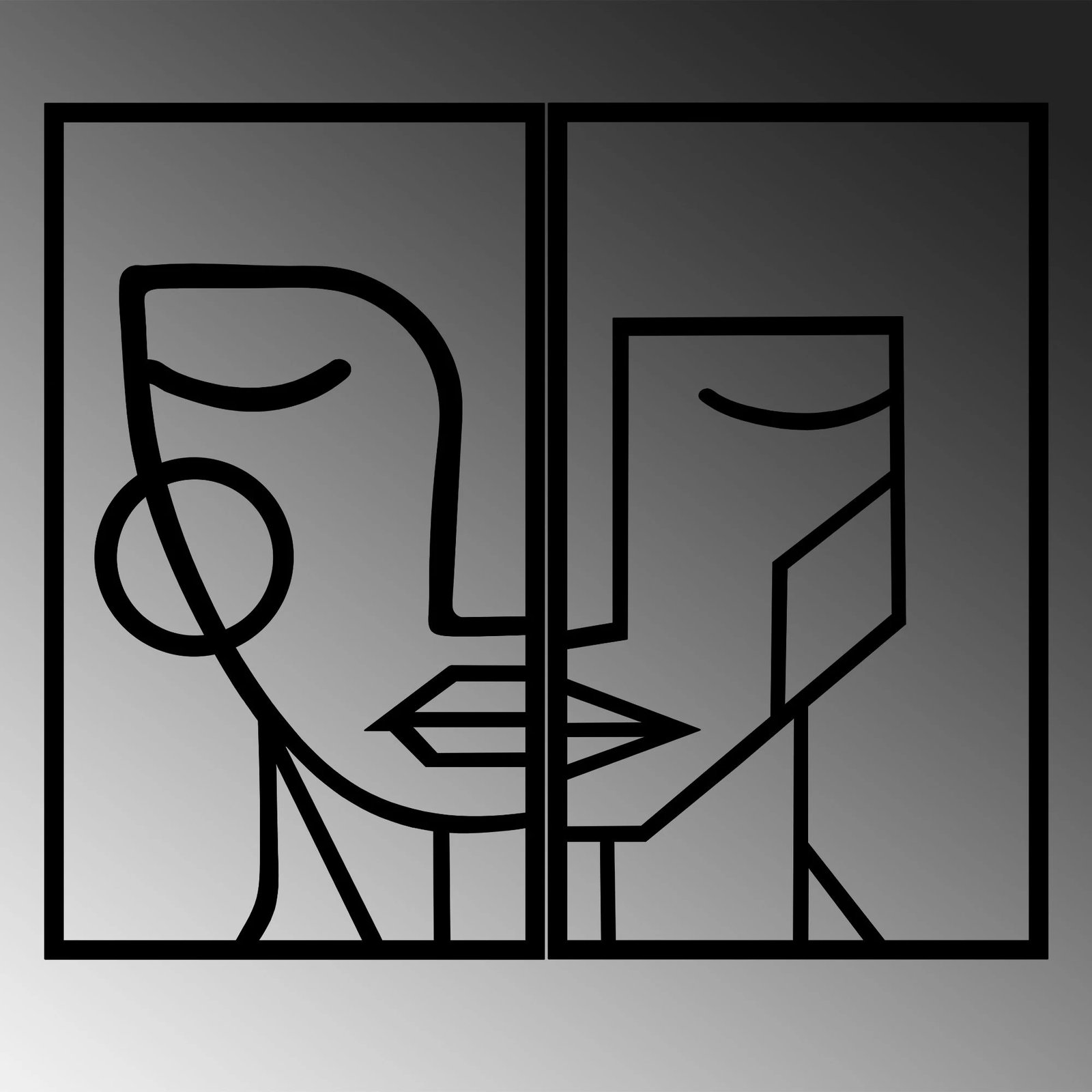 Aksesor dekorativ metalik për mur, fytyrë gruaje, Wallity, 2 pjesë