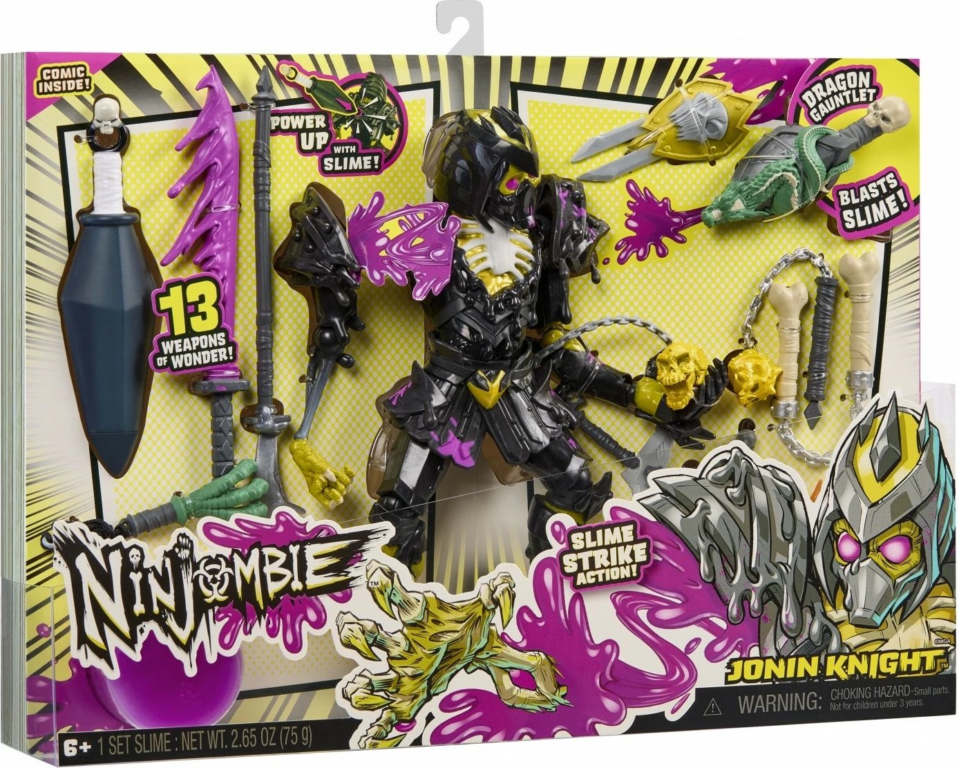 Figurë aksioni, MGA, Ninjombie Jonin Knight 121992-EUC, me gjymtyrë të lëvizshme, 13 aksesorë dhe slime, 6+ vjeç