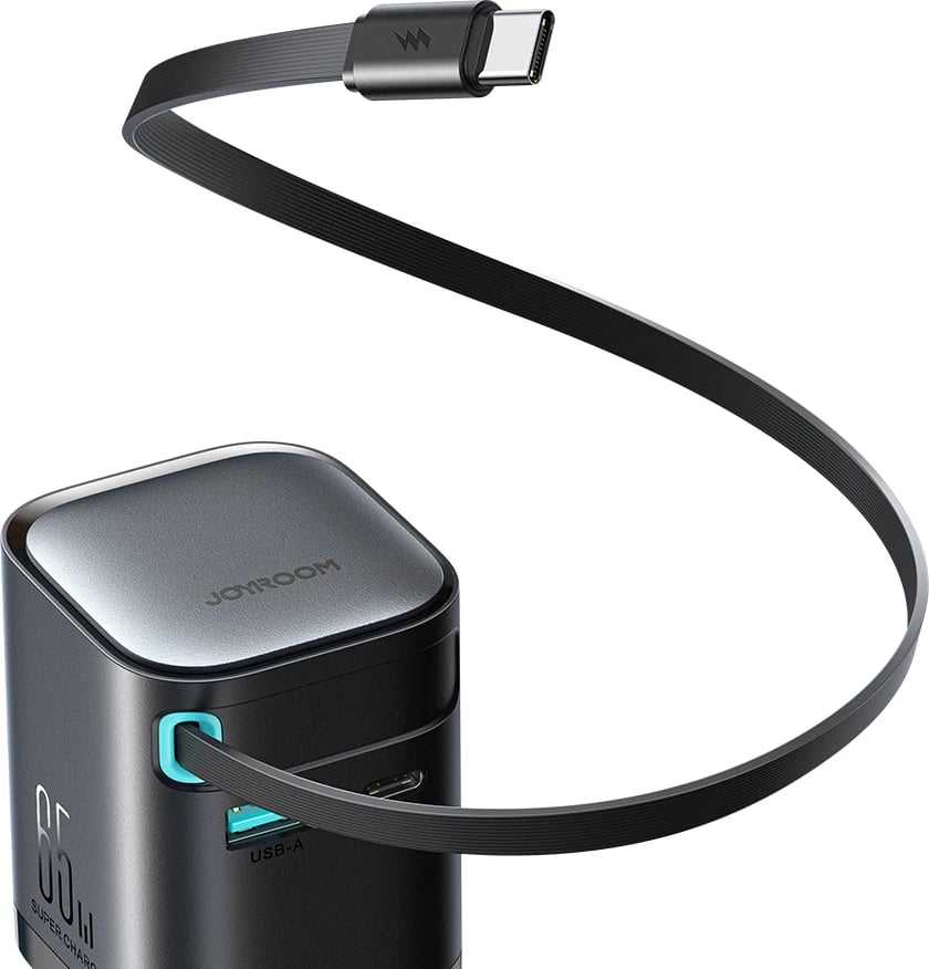 Karikues muri Joyroom JR-TCL02 GaN, 65W, 3 porta (USB-A, USB-C, kabllo USB-C), i zi