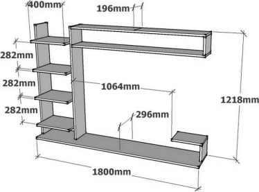 Kënd TV Hanah Home, ngjyrë safir dhe antracit, stil skandinav, 180x121.8x29.6cm
