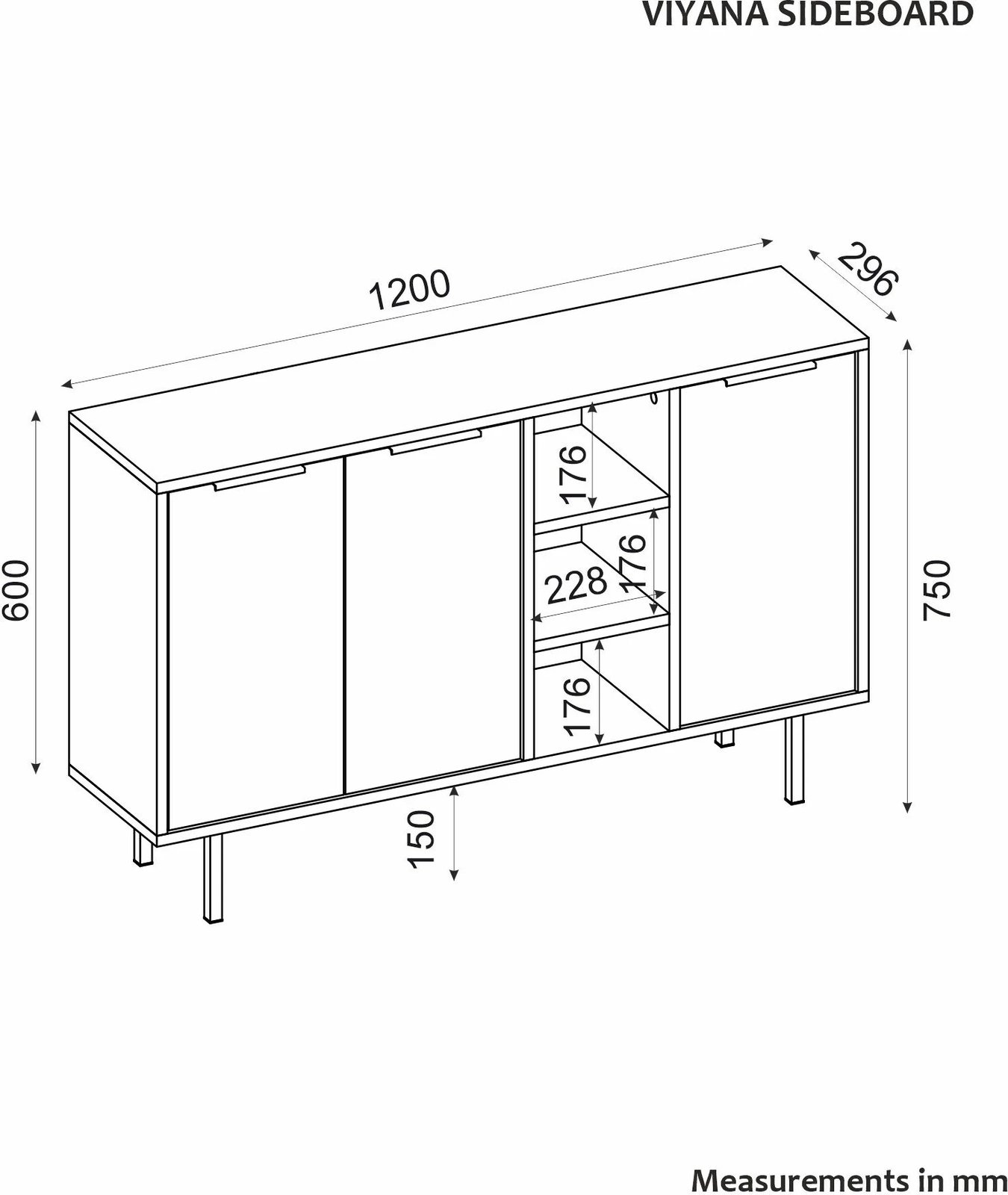 Konsolë Skye Decor, Viyana - lis safir, e bardhë