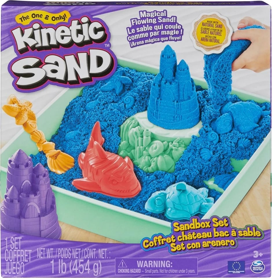 Set rërë kinetike SPIN MASTER, 1 lb, me vegla dhe forma, Blu