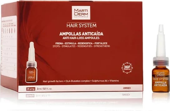 Ampula kundër rënies së flokëve Martiderm Hair System unisex, 28 copë