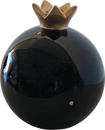 Dekor shege fatlume për Vitin e Ri, ngjyrë e zezë dhe ari, 11x11x13cm