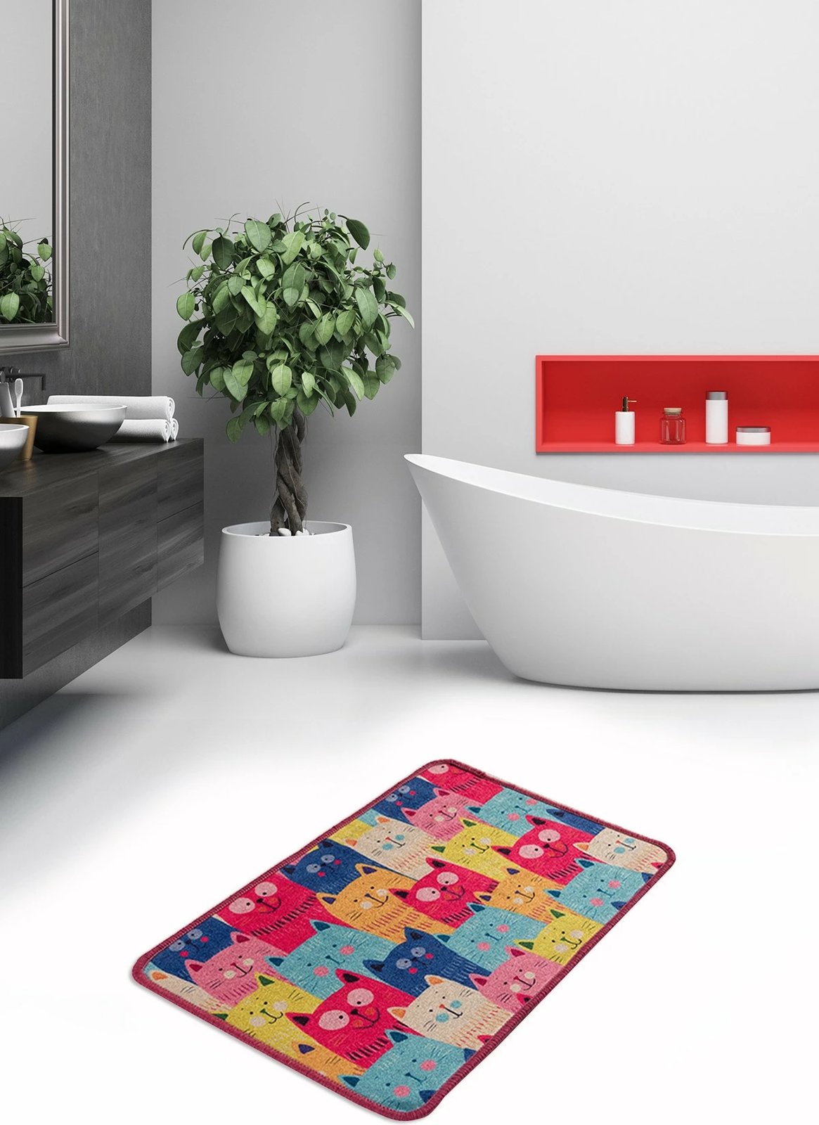 Tapet banje Mijölnir, Meow Djt, shumëngjyrësh, 40x60cm