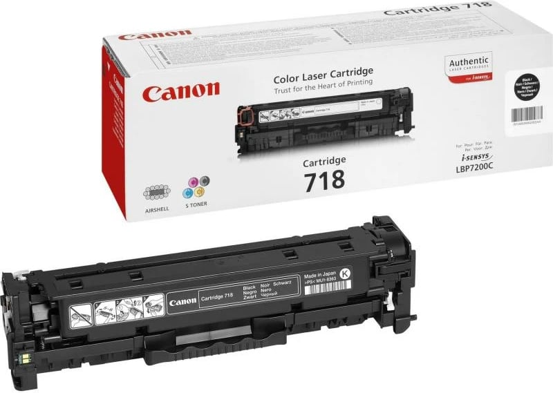 Toner Canon 718 Black all-in-one ~3,400 faqe origjinal e zezë, pako 1