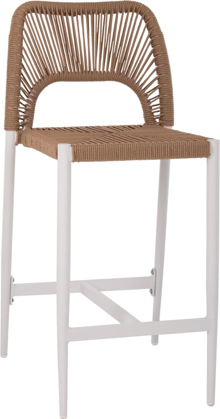 Karrige për bar, lartësi mesatare, FH5920.01, alumin i bardhë me ratan sintetik bezhë, 46x58x95H cm