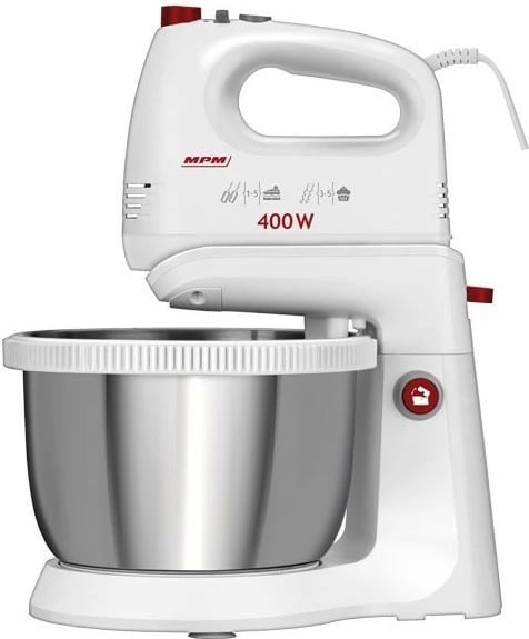Mikser MPM MMR-21Z me tas rrotullues, 3.5L, 400W, Bardhë/Argjendtë