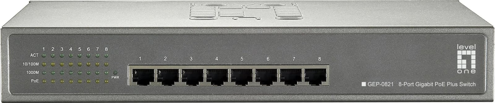Switch LevelOne 8-Port Gigabit PoE, 123.2W, Rack mounting