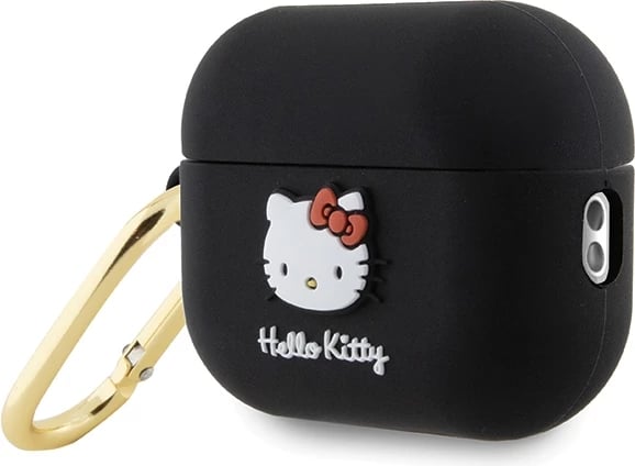 Mbështjellës Hello Kitty për AirPods Pro 2, silikon 3D, i zi, me unazë