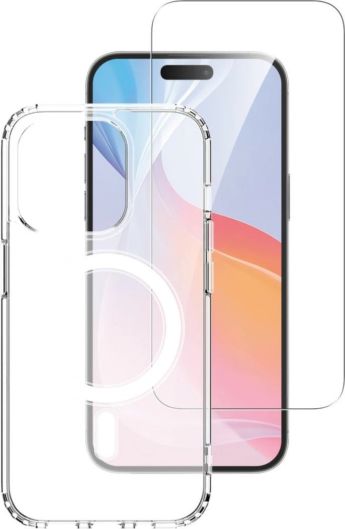 Mbështjellës 4smarts për iPhone 16 Pro, MagSafe, xham i temperuar, transparent