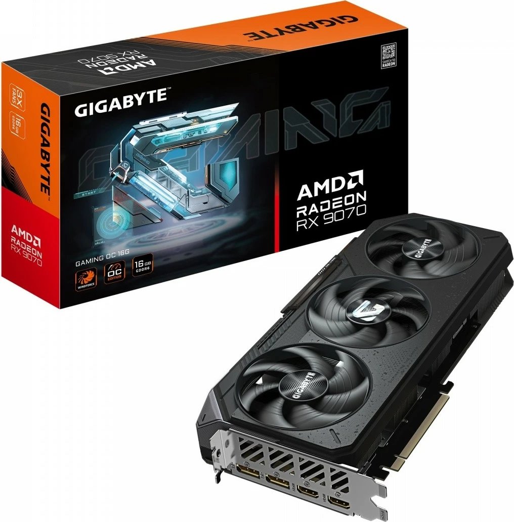 Kasë grafike Gigabyte Radeon RX 9070 GAMING OC, 16GB GDDR6, 256-bit, 3 ventilatorë, e zezë