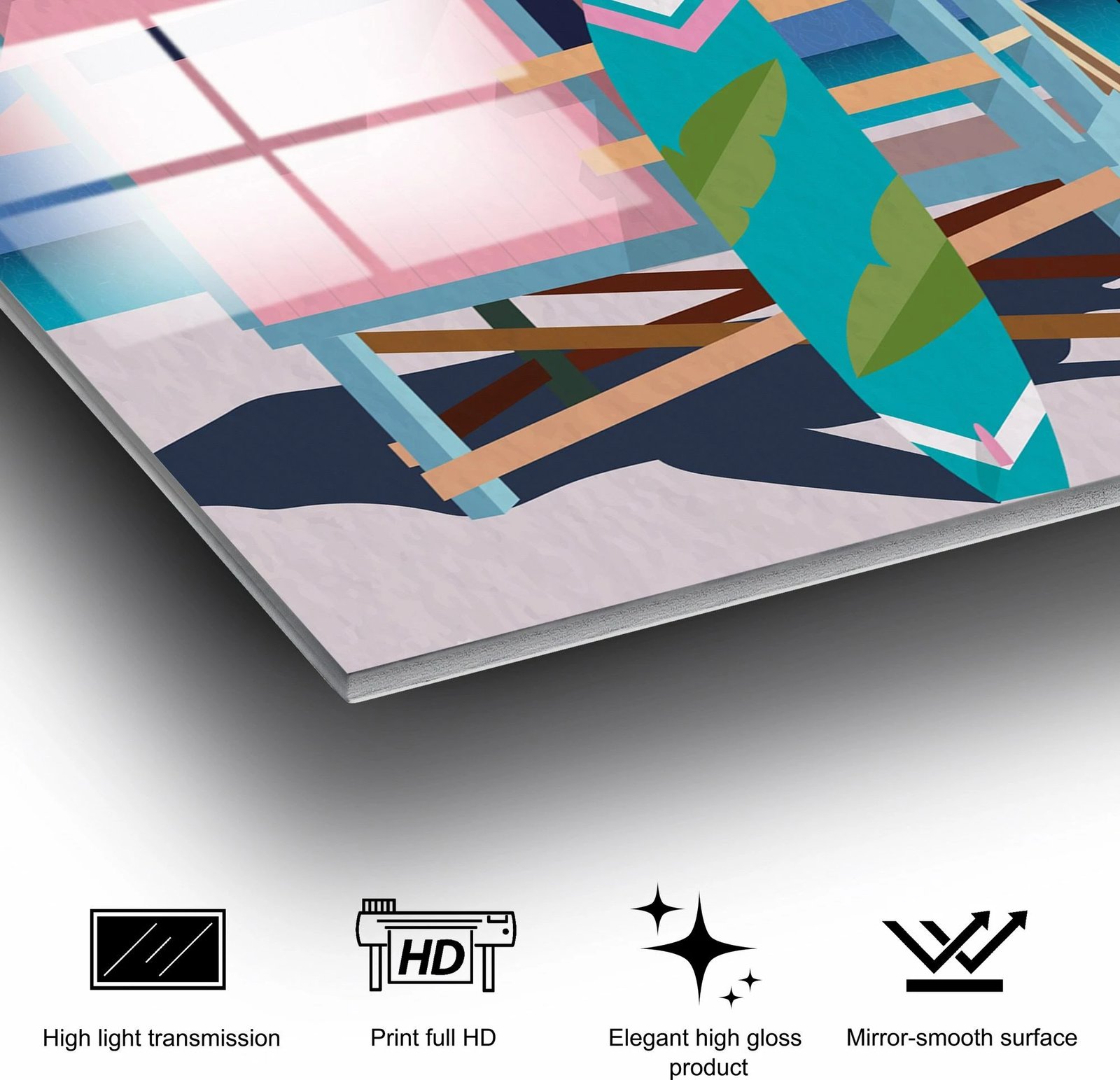 Pikturë dekorative prej xhami të temperuar, shumëngjyrëshe, UV-1013, 30x45cm