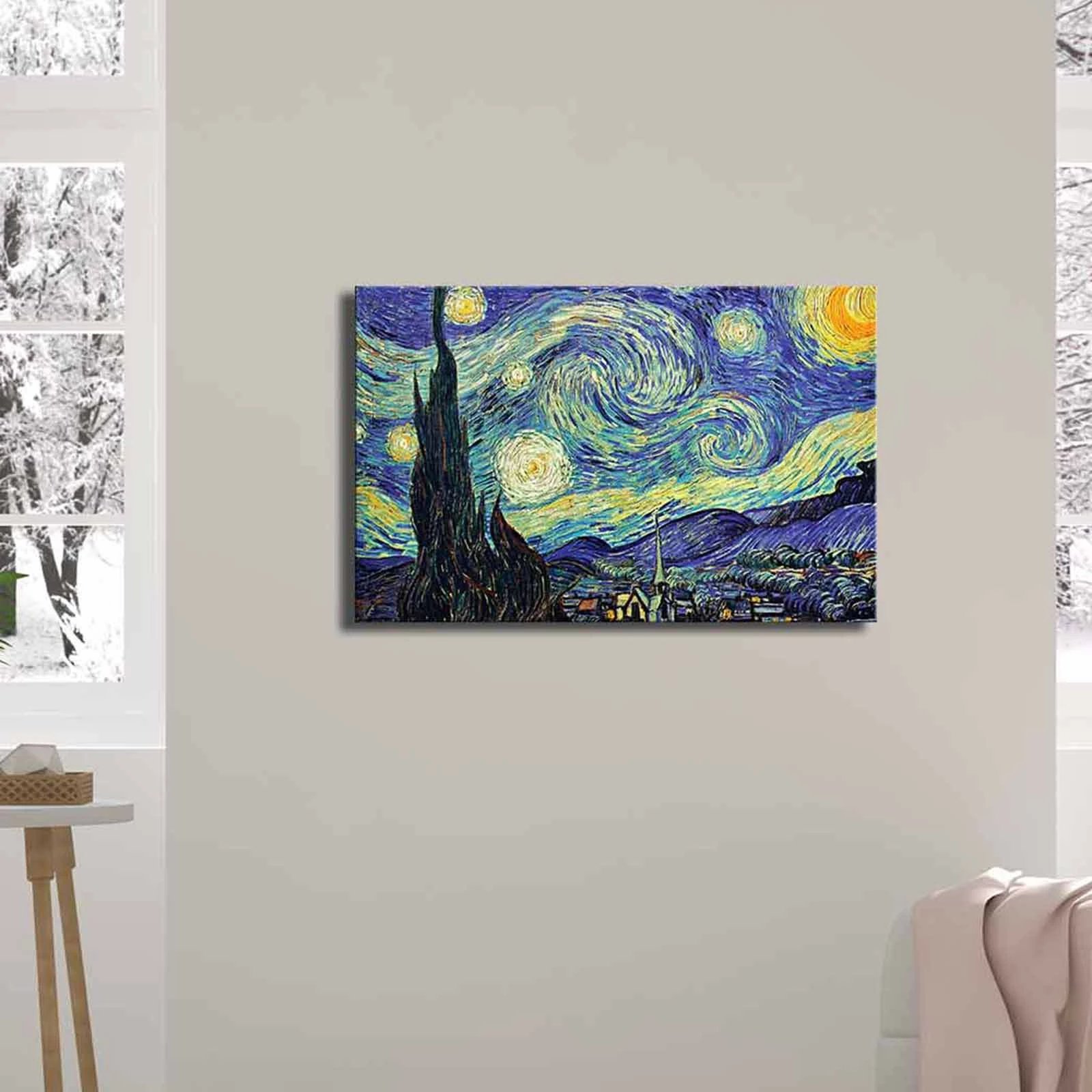Pikturë dekorative në kanavacë, Wallity FAMOUSART-13, Van Gogh Starry Night, shumëngjyrëshe, 45x70cm