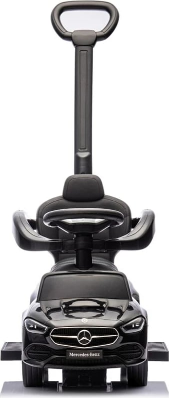 Makinë ride-on me dorezë udhëzuese, Milly Mally, Mercedes C-Class Deluxe, sedilje eko-lëkurë, goma gome, anti-tip, e zezë