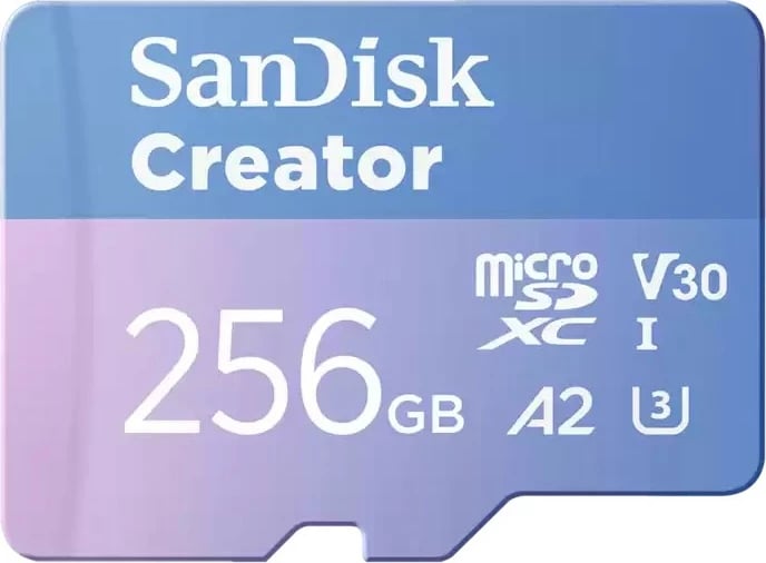MicroSD kartelë Sandisk Creator 256GB, A2, V30, U3