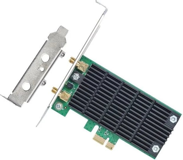 Adapter Wi‑Fi PCIe, TP-Link Archer T4E, AC1200 dual-band, me antena të jashtme, e zezë/jeshile