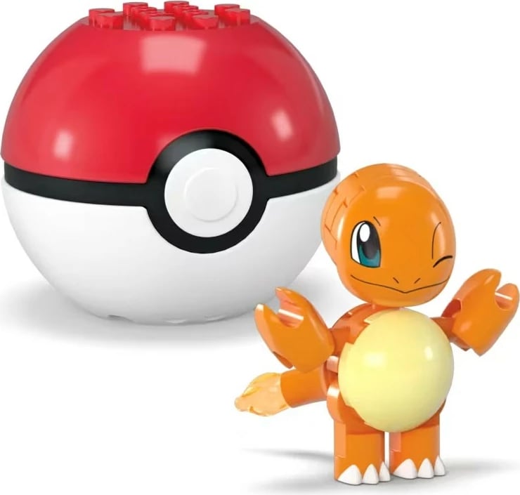 Set lodrash Mega Bloks Pokemon Pokeball 2-pack Charmander dhe Eevee, plastikë, 40 pjesë