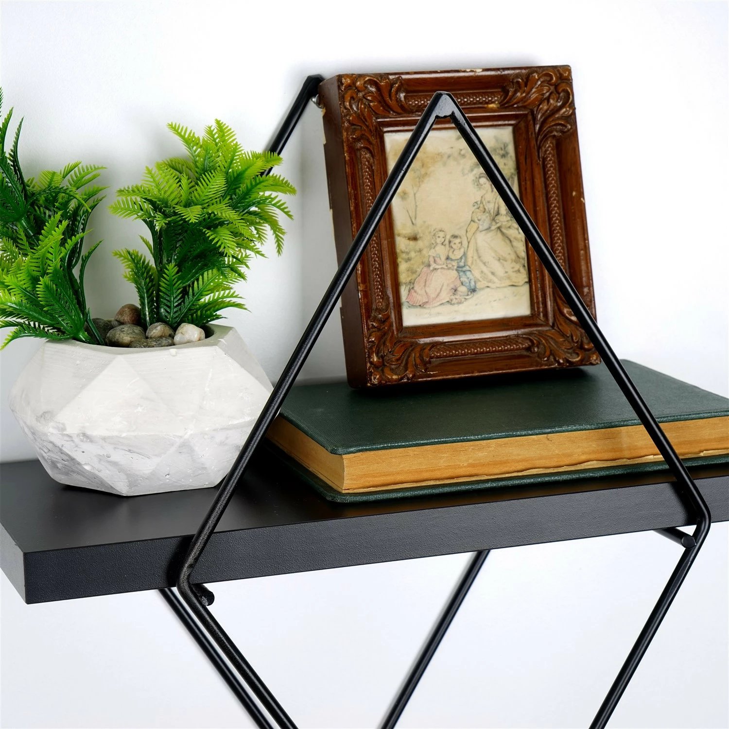 Raft dekorativ metalik për mur, Hanah Home, Wr058, 2 copë, ngjyrë e zezë