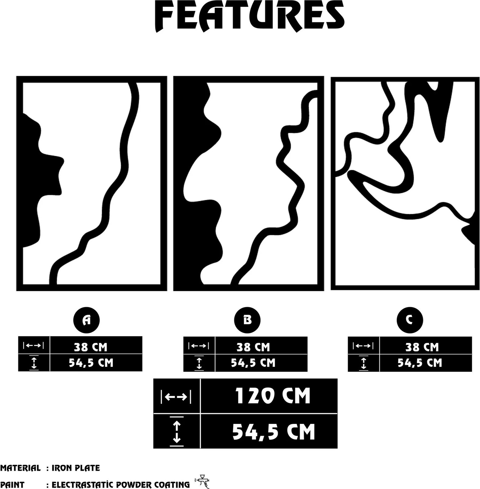 Aksesor dekorativ muri prej metali, Wallity, flamingo 317, ngjyrë e zezë, 120x54.5cm