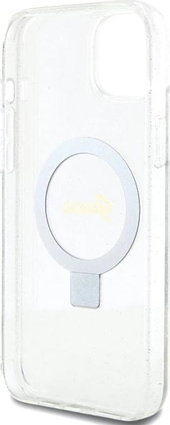 Mbështjellës Guess GUHMP15MHRSGSD për iPhone 15 Plus / 14 Plus 6.7", transparent, me unazë dhe MagSafe