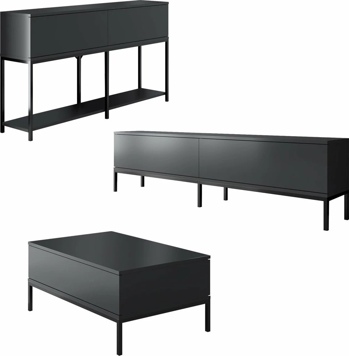 Set mobiljesh për dhomë dite Hanah Home, Lord, antracit, e zezë