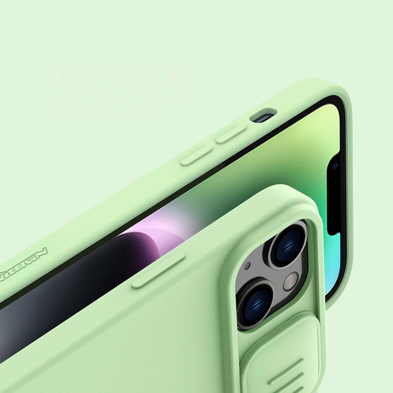 Mbështjellës Nillkin CamShield Silky Silicone për iPhone 14 Plus, me mbulesë kamere, Gjelbër