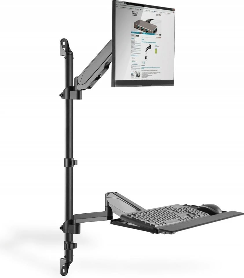 Krah muri për monitor, tastierë dhe kompjuter Digitus DA-90372, deri 32 inç, i zi