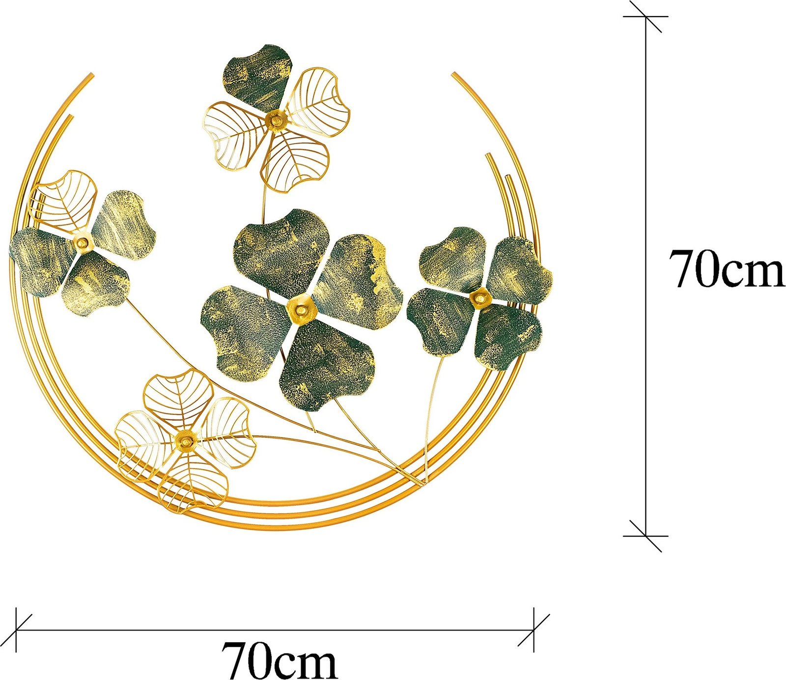 Aksesor dekorativ metalik për mur, Wallity, Haiyang, ngjyrë e gjelbër dhe ari, 70x70x5cm