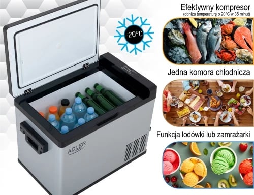 Frigorifer portativ me kompresor, Adler, AD 8081, 40L, ekran LCD, diapazon -20°C deri +20°C, gri/zi Frigorifer portativ me kompresor, Adler, AD 8081, 40L, ekran LCD, diapazon -20°C deri +20°C, gri/zi