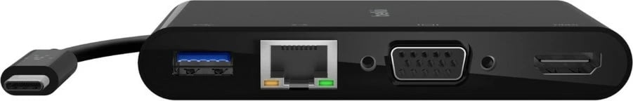 Adapter multimedia USB-C Belkin AVC005btBK HDMI 4K, VGA, RJ45 Gigabit, USB-A 3.0, i zi