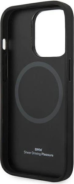 Mbështjellës BMW BMHMP14X22RFGK për iPhone 14 Pro Max 6.7", lëkurë, MagSafe, zi