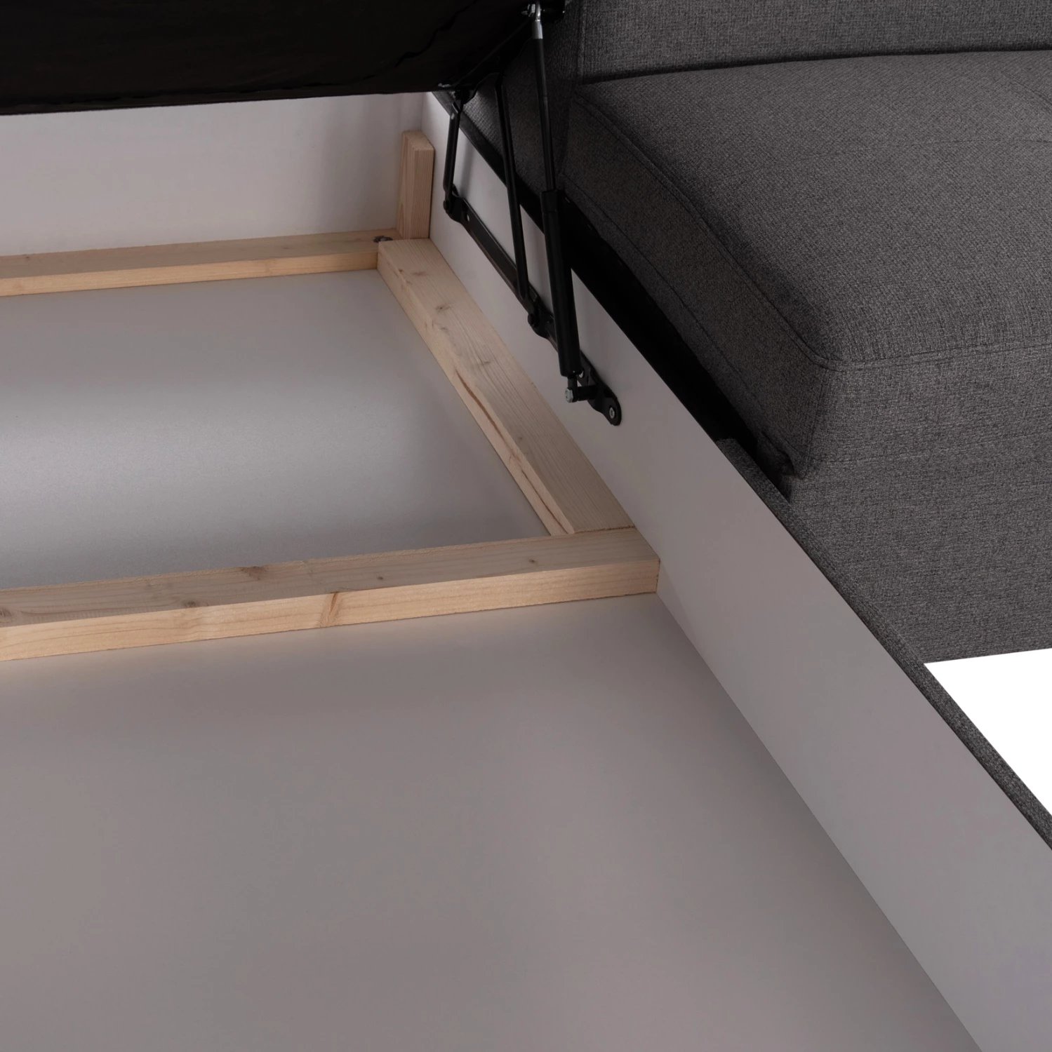 Kënd-sofë me hapësirë për depo, Encore FH3301.01L, material gri, 285x205x90cm