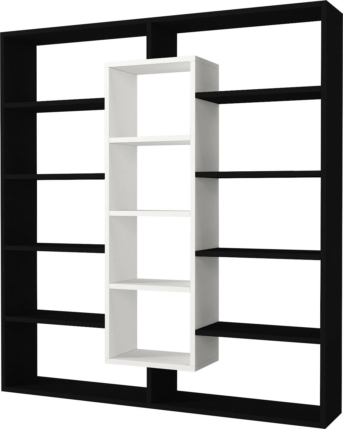 Raft librash Hanah Home, Ample, i zi dhe i bardhë