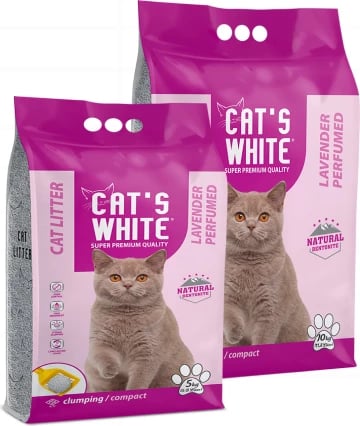 Zall - Shtroje higjienike per mace, bentonit Cats white me arome lavandre, 11.8 l