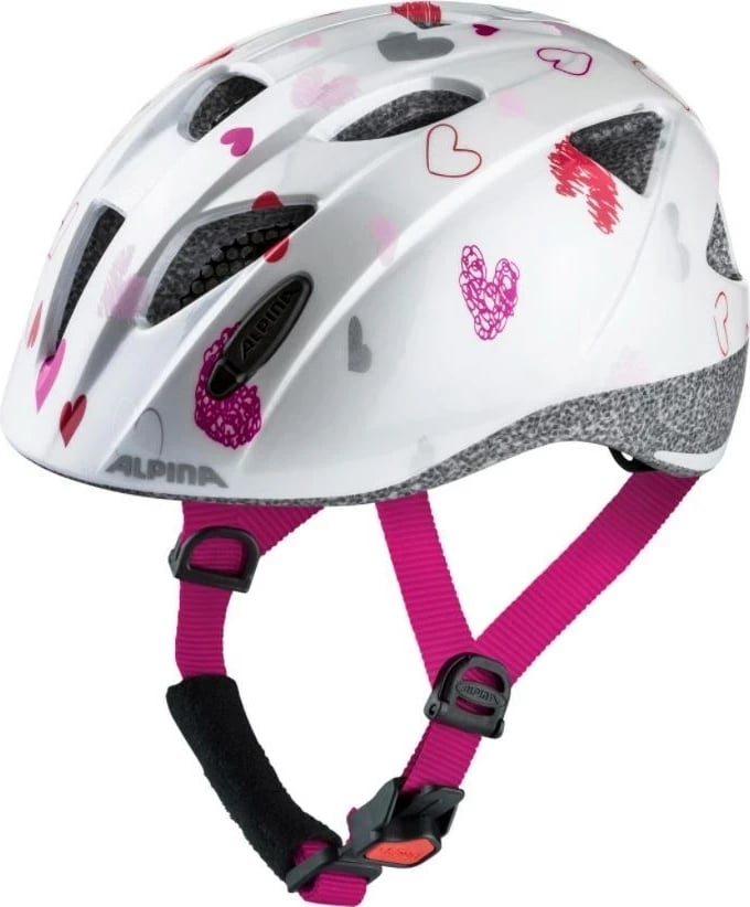 Helmetë biçiklete Alpina Ximo, e bardhë me zemra, 49-54