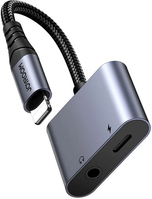 Adapter audio 2-në-1 Joyroom SY-L01, Lightning në 3.5mm + Lightning, argjend