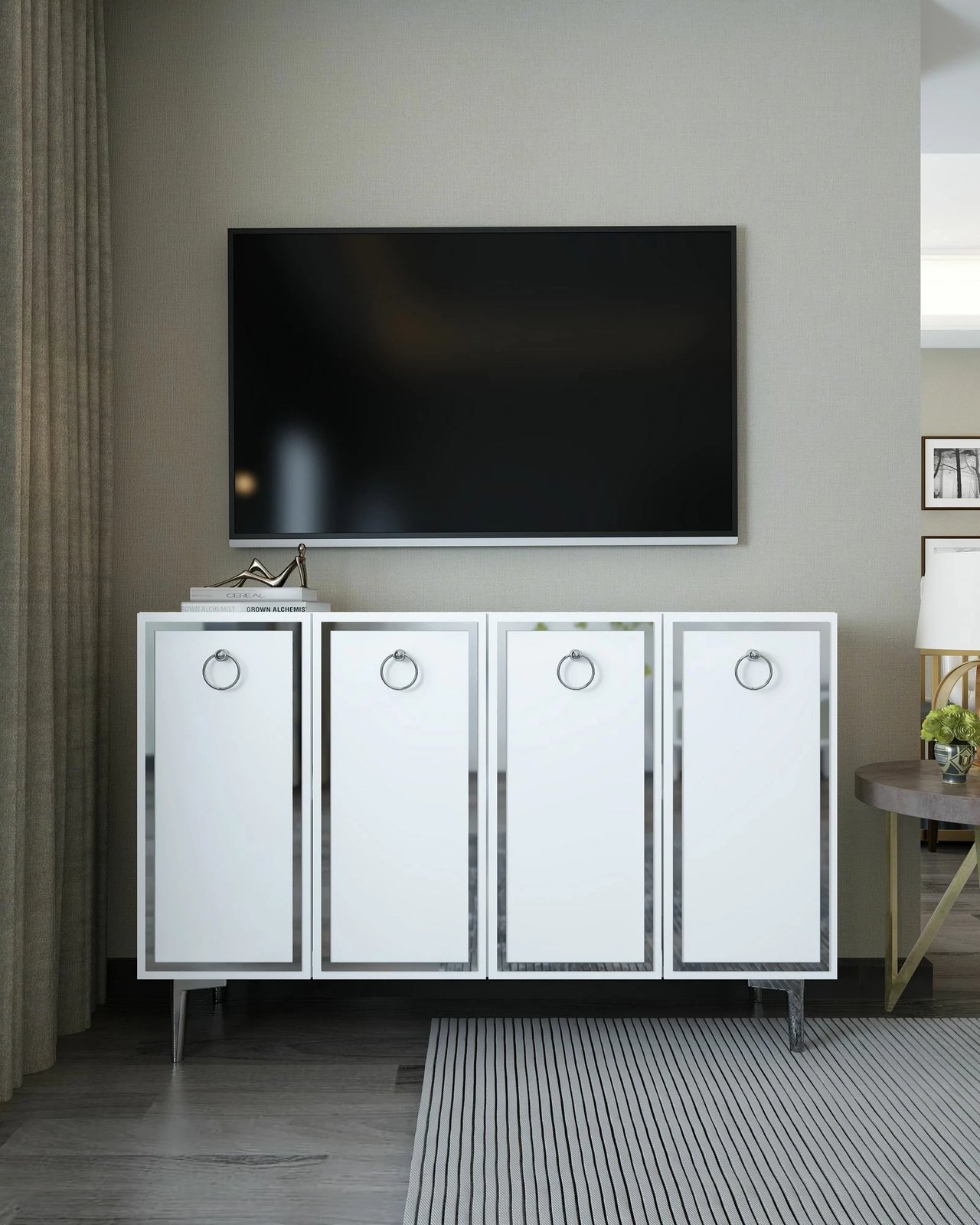 Konsol Skye Decor, 8162KM-1, e bardhë, argjend