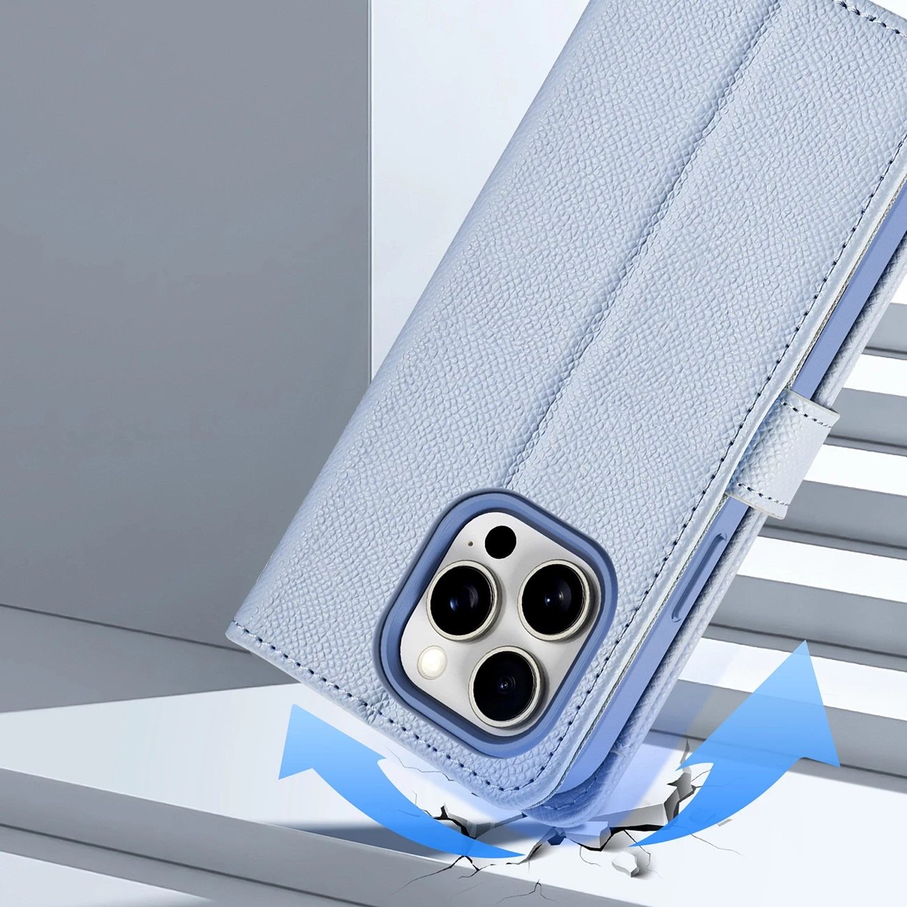 Mbështjellës Dux Ducis Lawa për iPhone 15 Pro Max, lëkurë, kaltër
