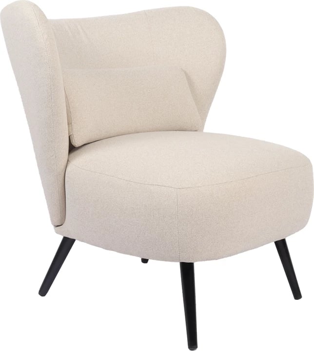 Fotel Nagreta, material krem, këmbë metalike të zeza, 77x73x74cm