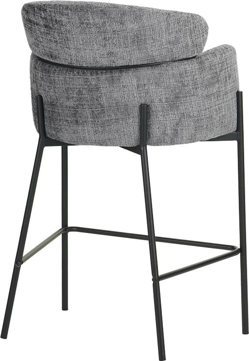 Karrige për bar Tolerse, material stof ngjyrë gri e çelët, këmbë metalike të zeza