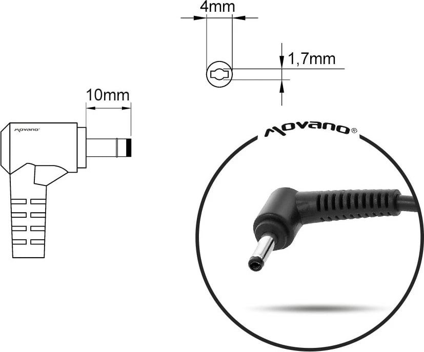 Karikues Mitsu për Dell, 90W, 19.5V 4.62A, 4.0x1.7 mm, i zi