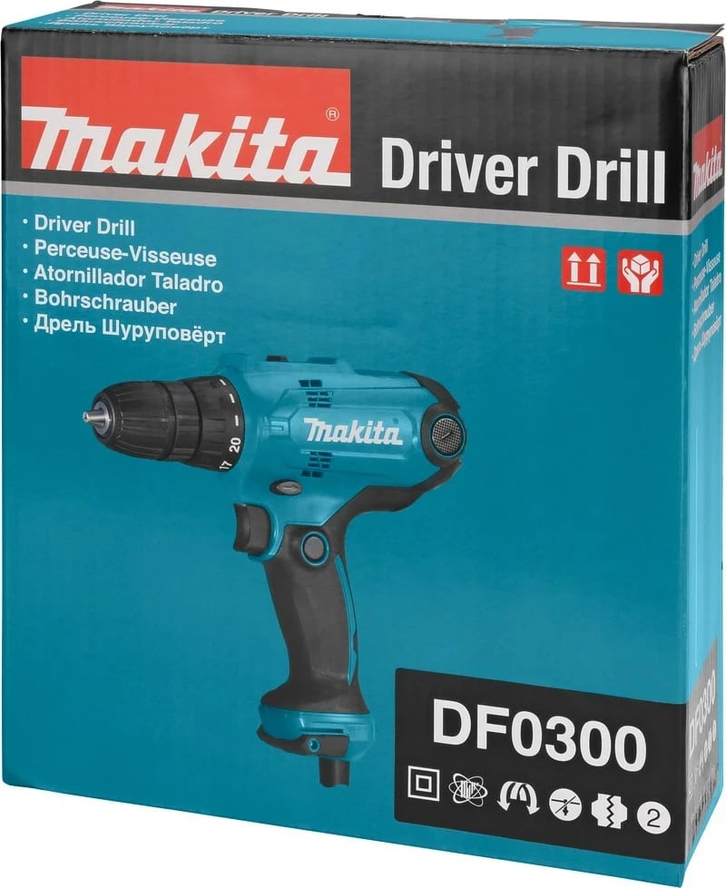 Vidafiks Makita DF0300, 1500 RPM, pa çelës, 1.2 kg, zi/blu