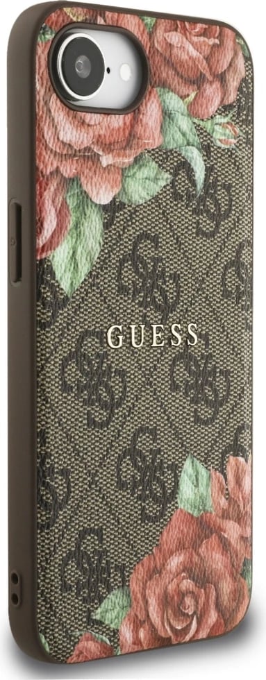Mbështjellës Guess 4G Flowers Print MagSafe për iPhone 16e, Kafe