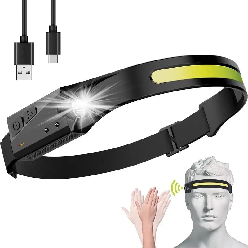 Llambë koke LED Hurtel WLCHL03 me sensor lëvizjeje, 1200 mAh, USB-C, e zezë