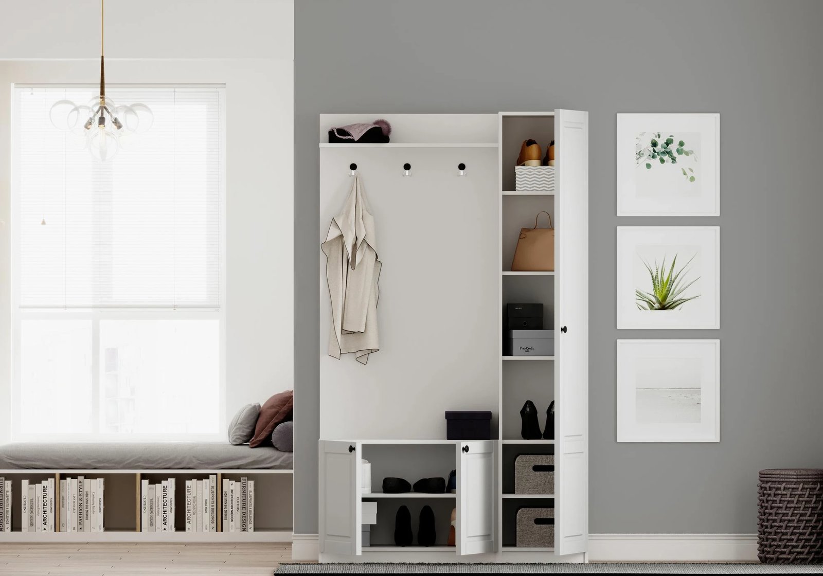 Stendë korridori, ngjyrë e bardhë mat, Skye Decor, RB-044