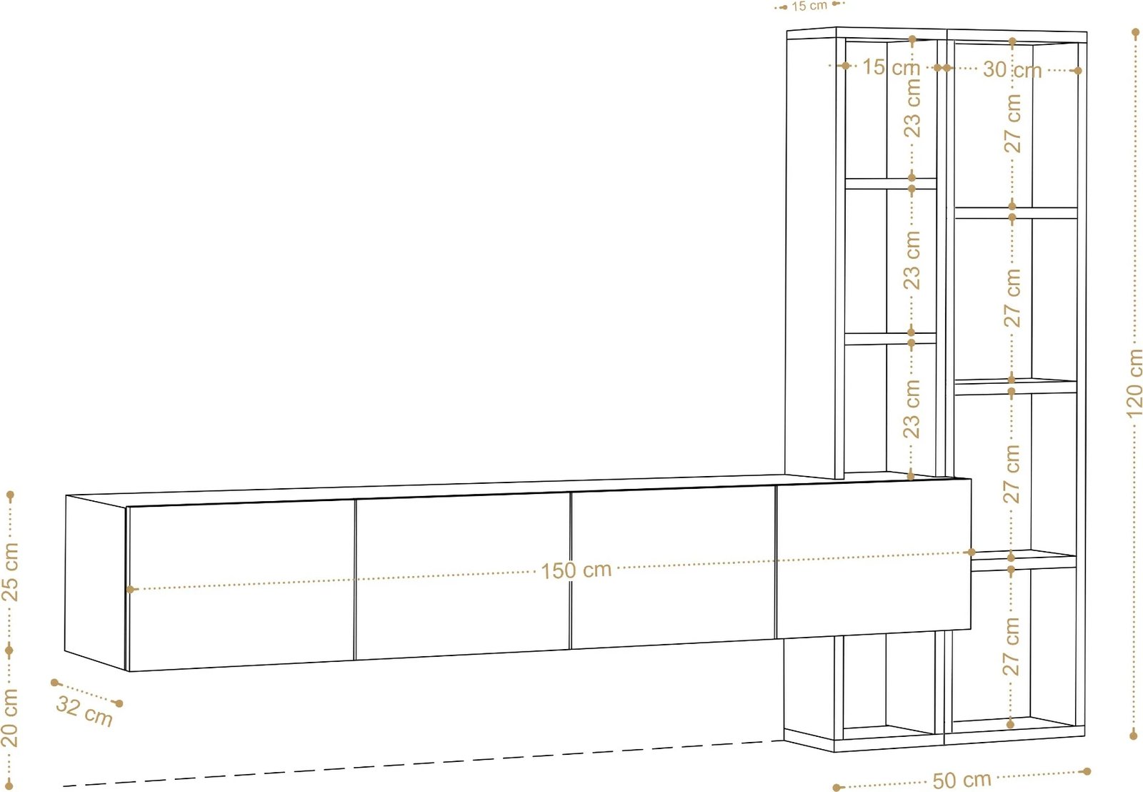 Njësi TV Hanah Home, pana, e bardhë dhe lis